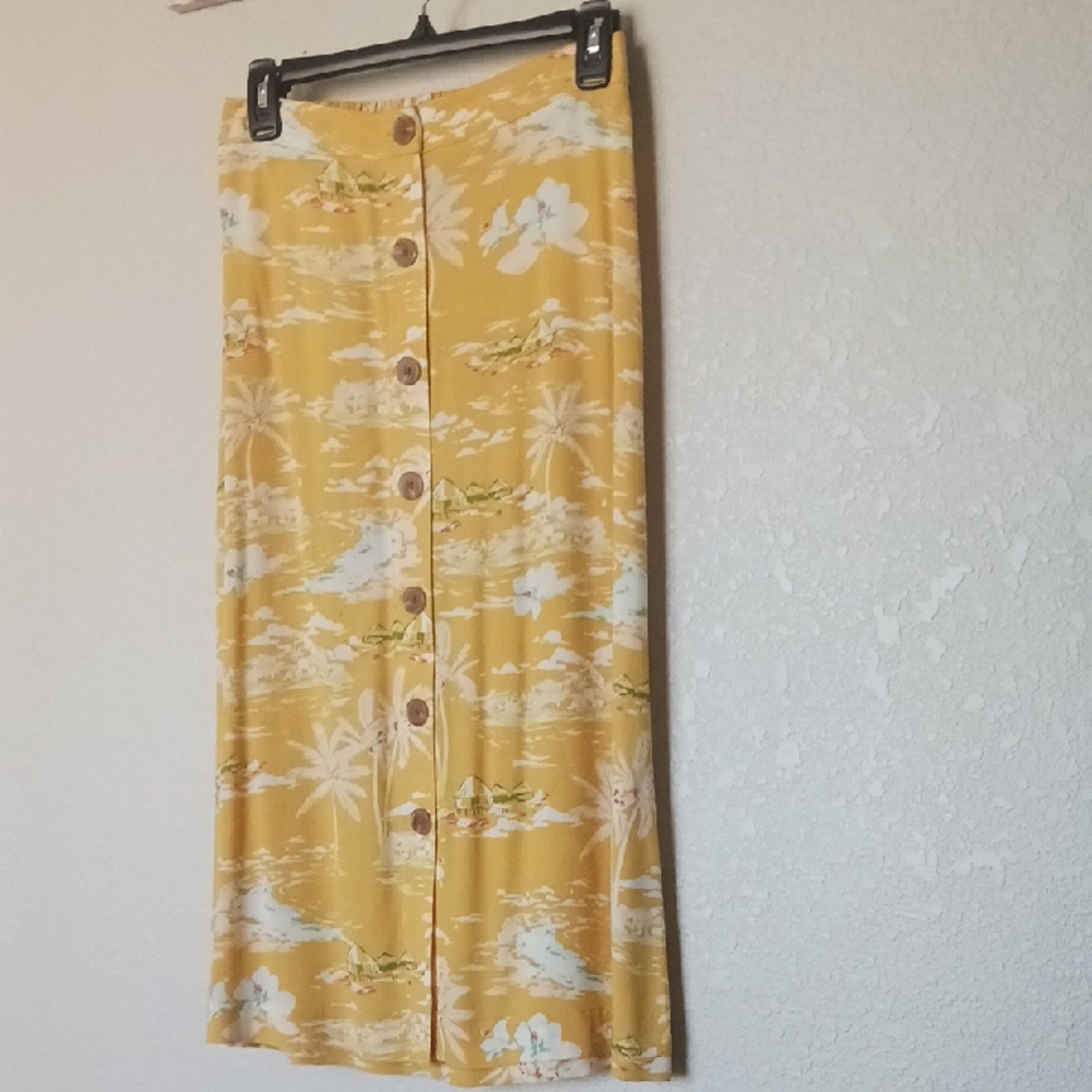 Floral Button-Down Yellow Skirt